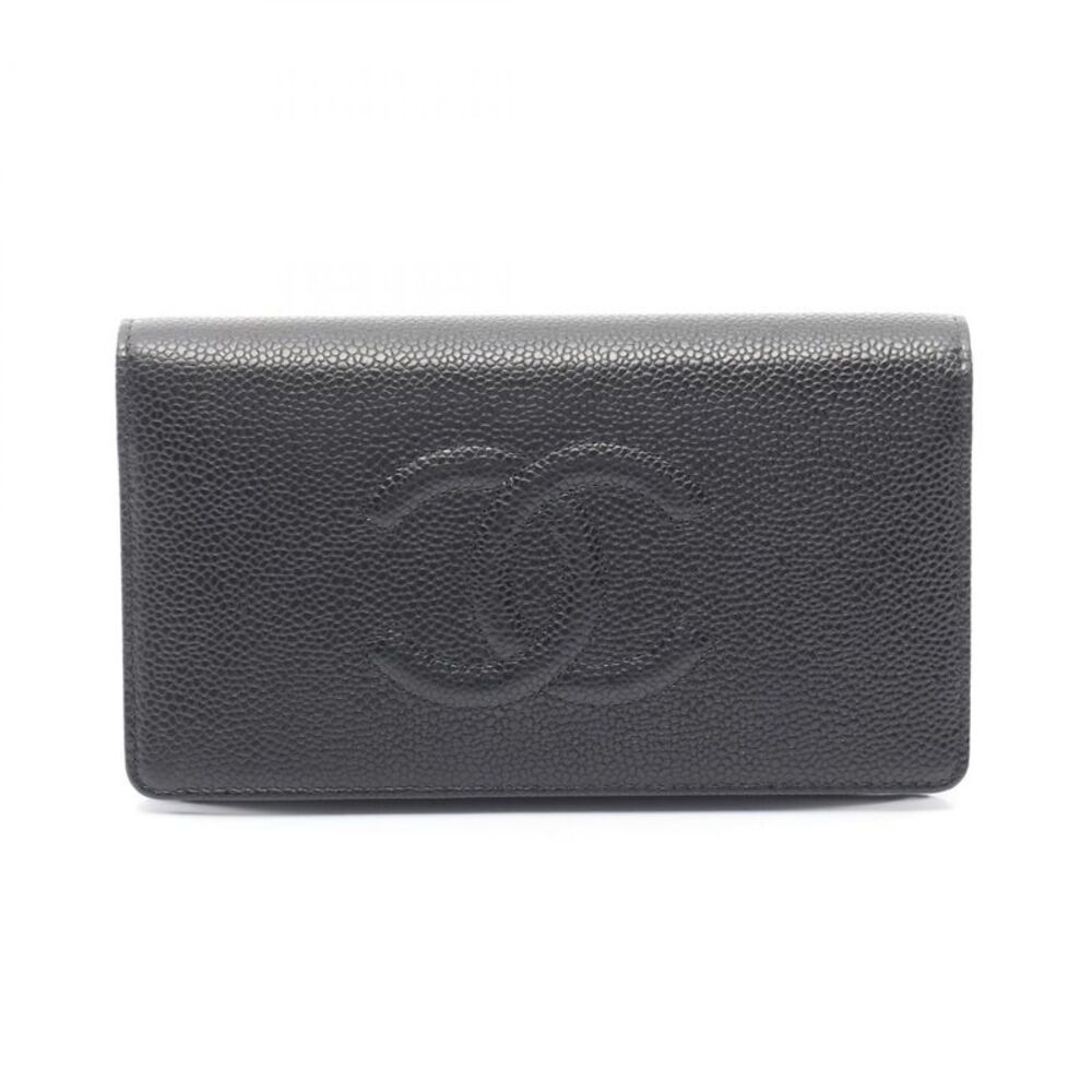 CHANEL Coco Mark Grained Calfskin Long Wallet